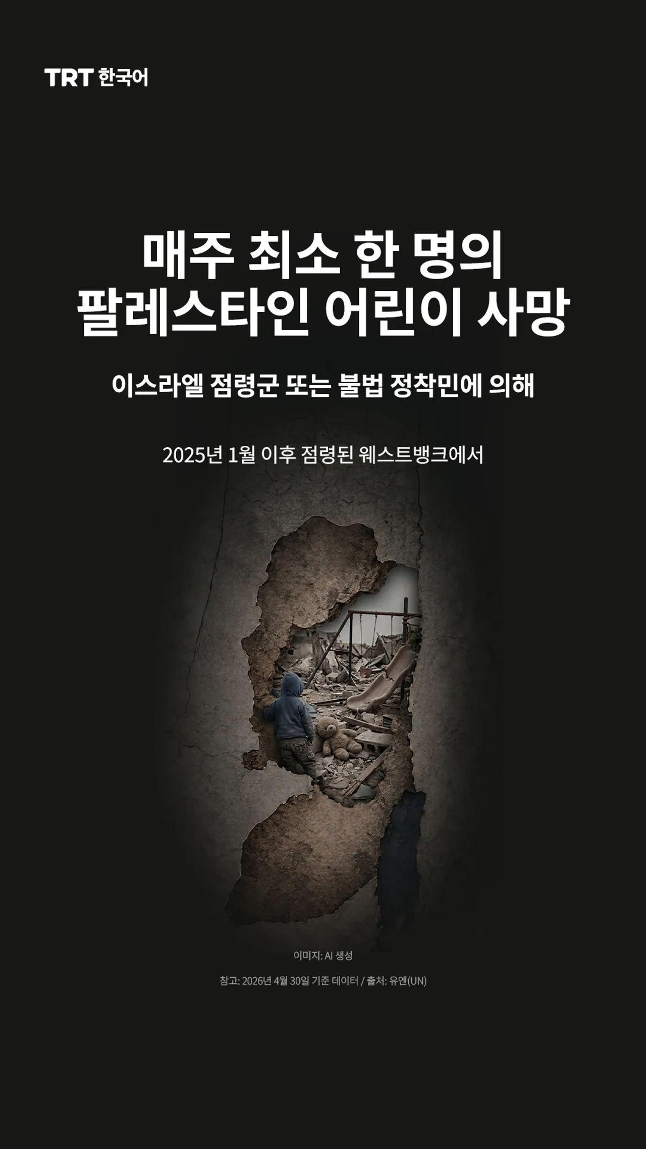 매주 최소 한 명의 팔레스타인 어린이 사망