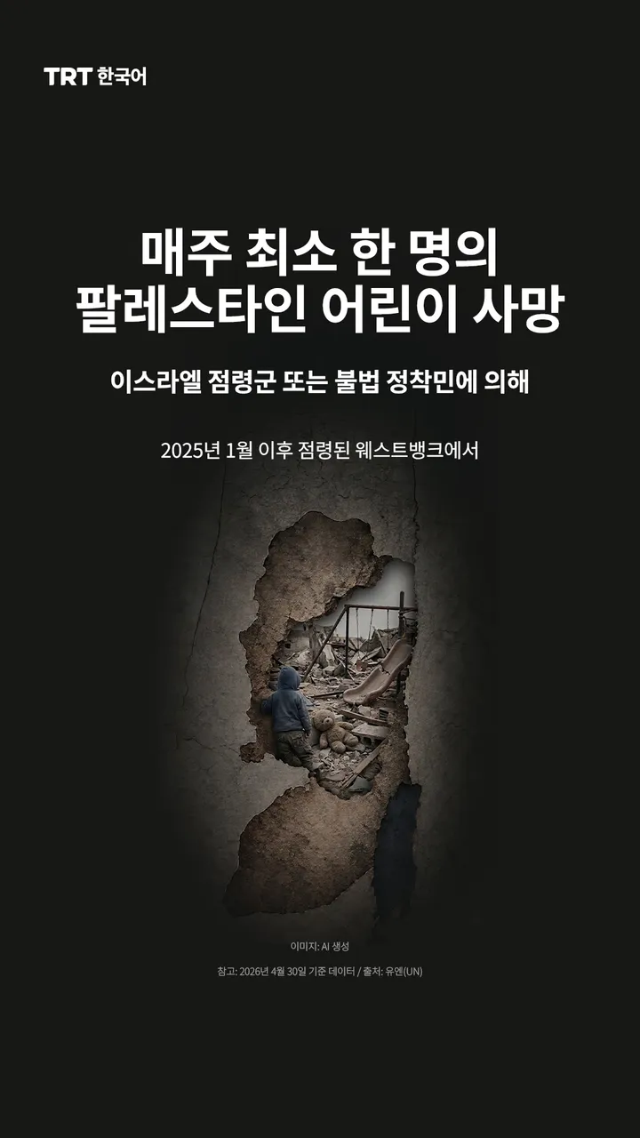 매주 최소 한 명의 팔레스타인 어린이 사망