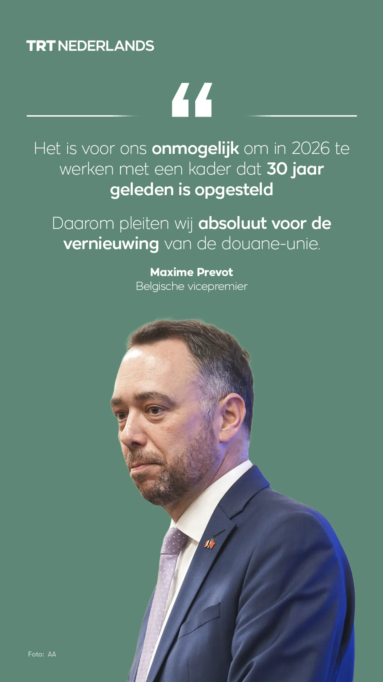 Belgische vicepremier verklaard dat het tijd is om douane tussen de EU en Türkiye te vernieuwen