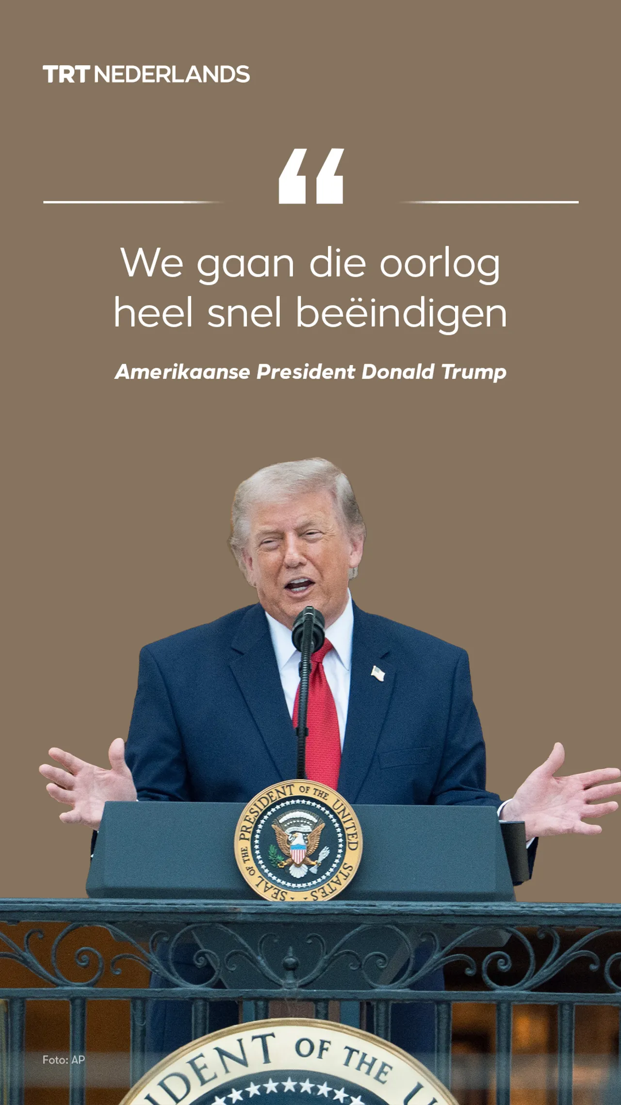 Trump: "Oorlog met Iran is zeer snel voorbij"