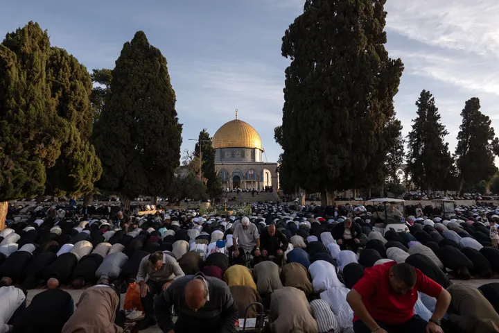 Muslims pray at Al-Aqsa Mosque to mark Eid al-Adha in occupied East Jerusalem
