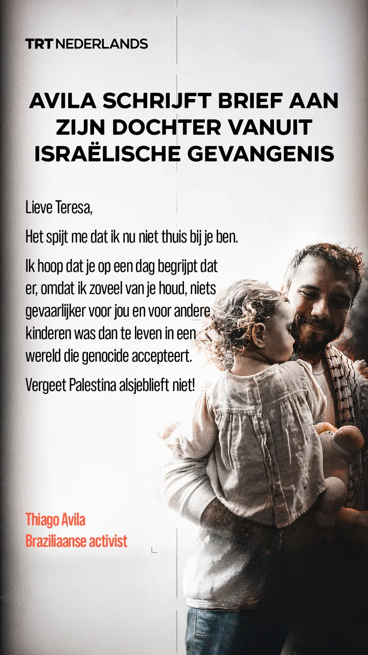 Avila schrijft brief aan zijn dochter vanuit Israëlische gevangenis