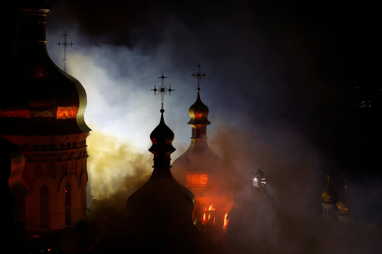 Russian strikes kill five rescue personnel in Kharkiv as fire breaks out at famed Kiev cathedral