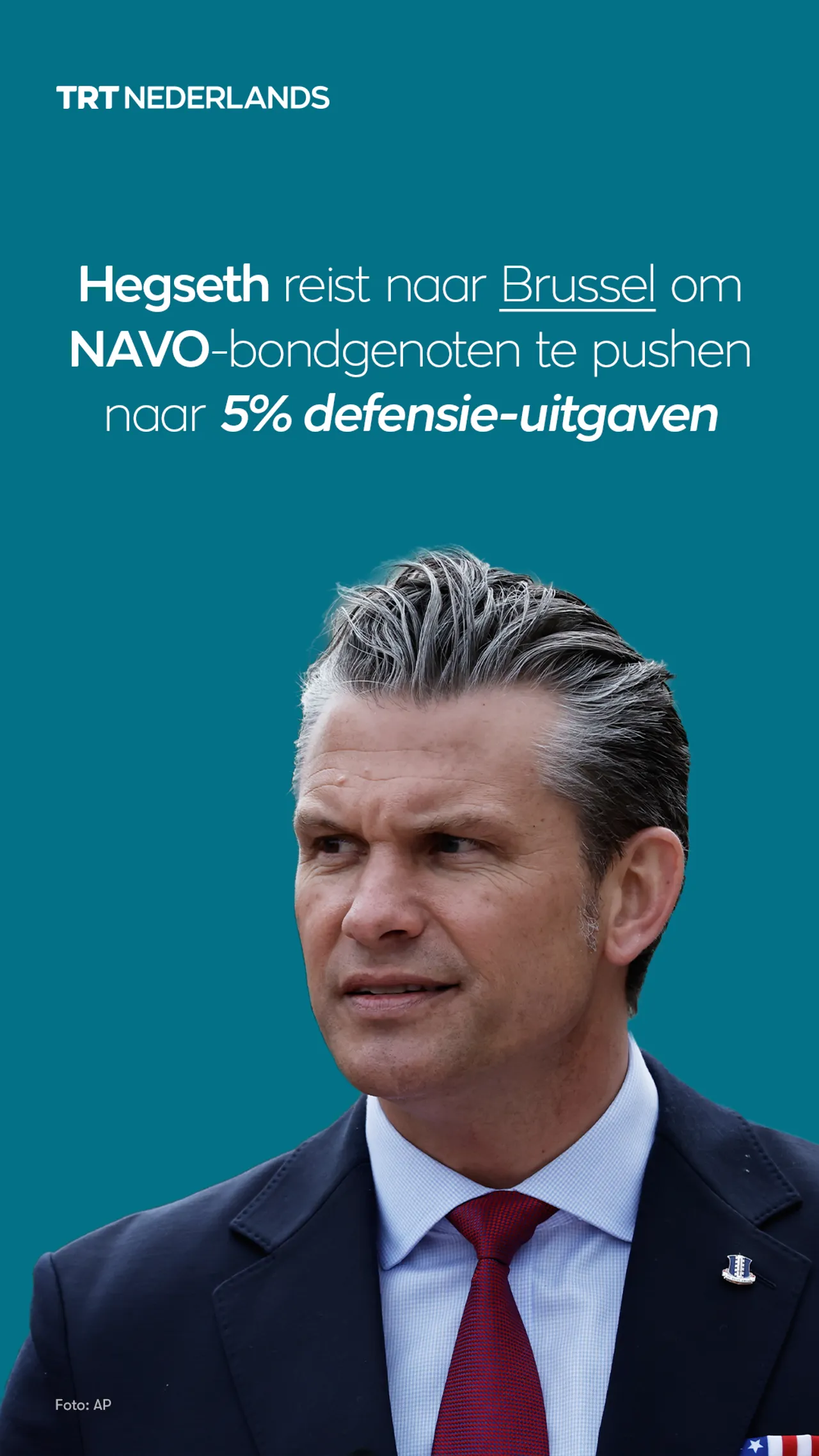 Hegseth reist naar Brussel om NAVO-bondgenoten te pushen naar 5% defensie-uitgaven