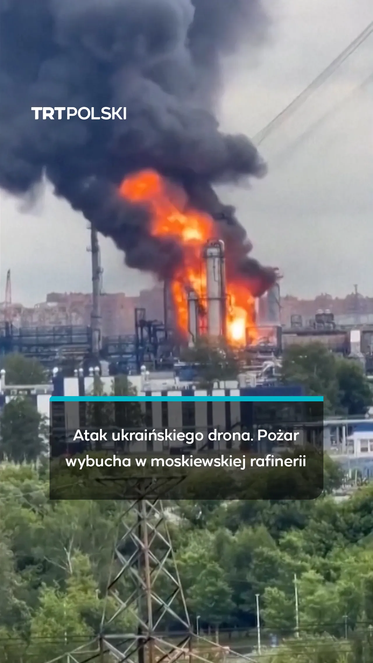 Atak ukraińskiego drona. Pożar wybucha w moskiewskiej rafinerii