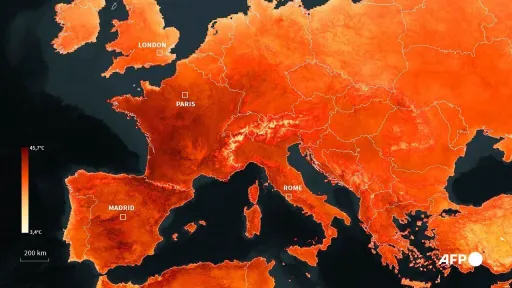 Onda de calor recorde na Europa causa incêndios florestais; França regista 100 mortes em 24 horas