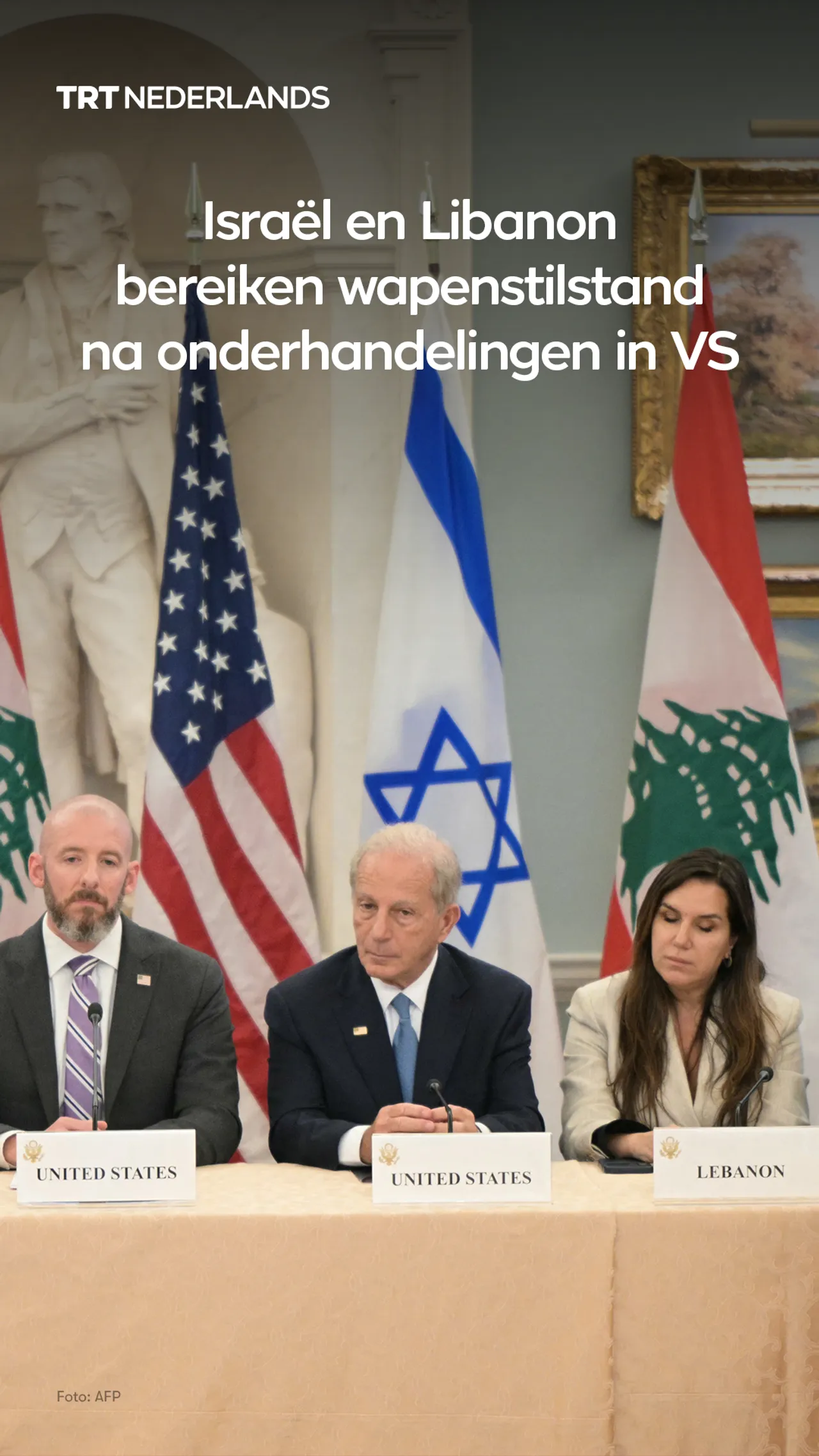 Israël en Libanon stemmen in met wapenstilstand na VS-onderhandelingen