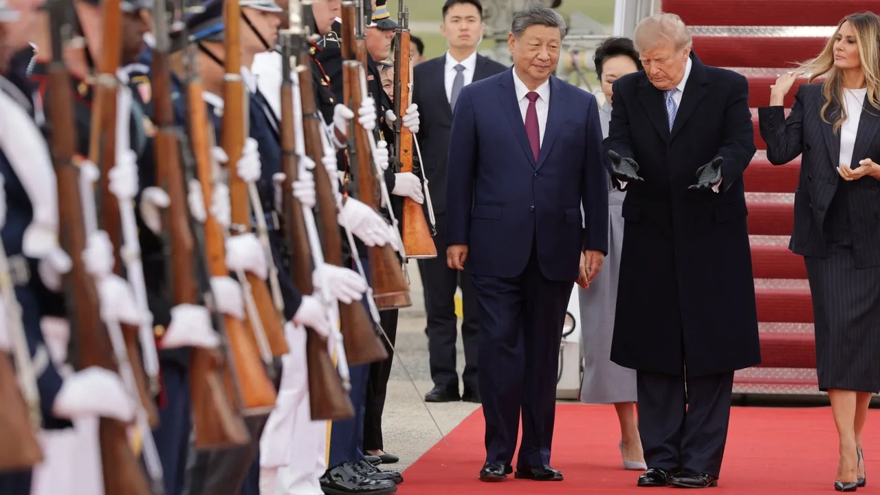 Trump recebeu o Presidente da China, Xi Jinping, no aeroporto
