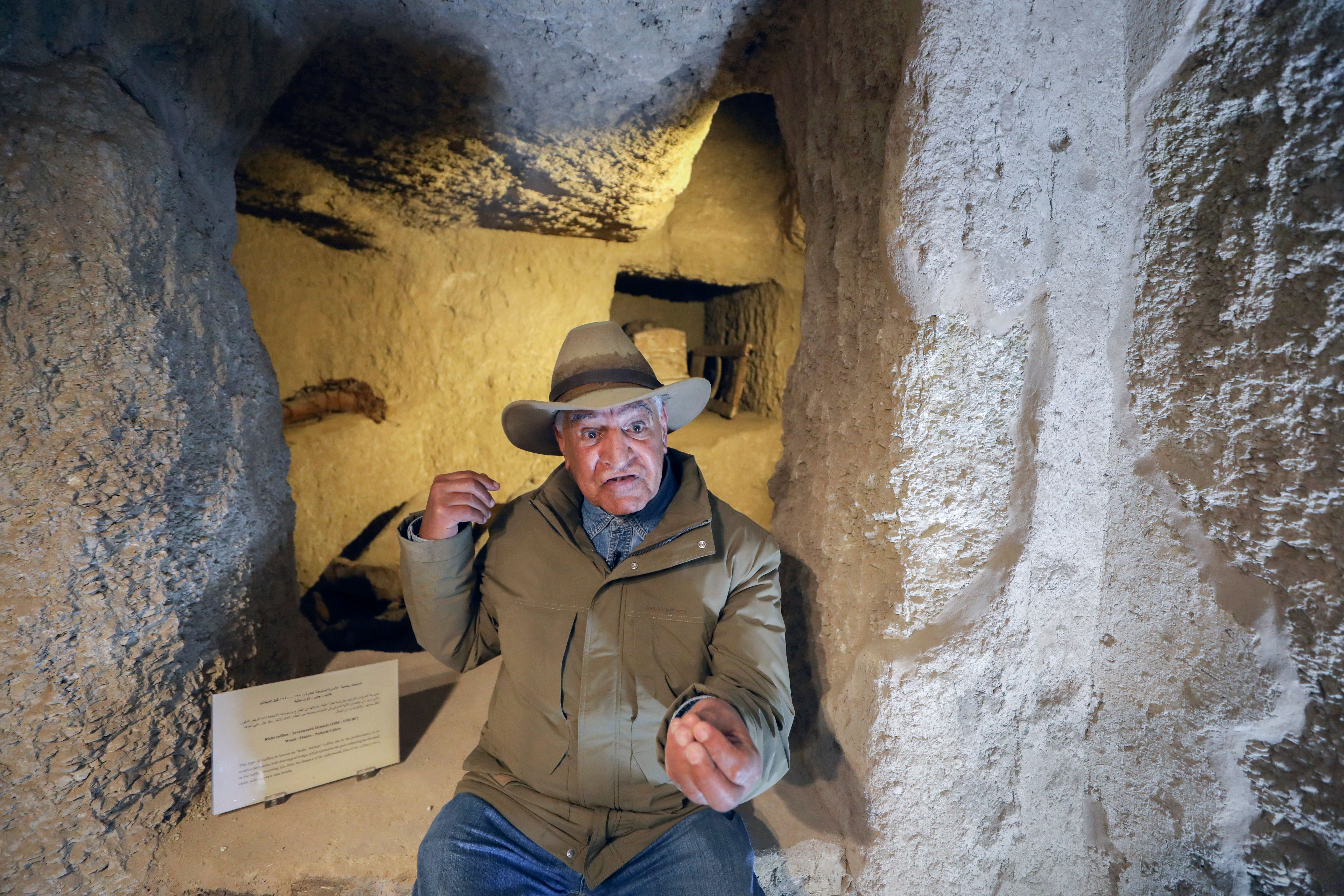 Egyptologist Zahi Hawass is one of the most stringent critics of the hypothesis that there is a city under the Pyramids of Giza, Egypt, January 8, 2025. (APPhoto/Khaled Elfiqi)