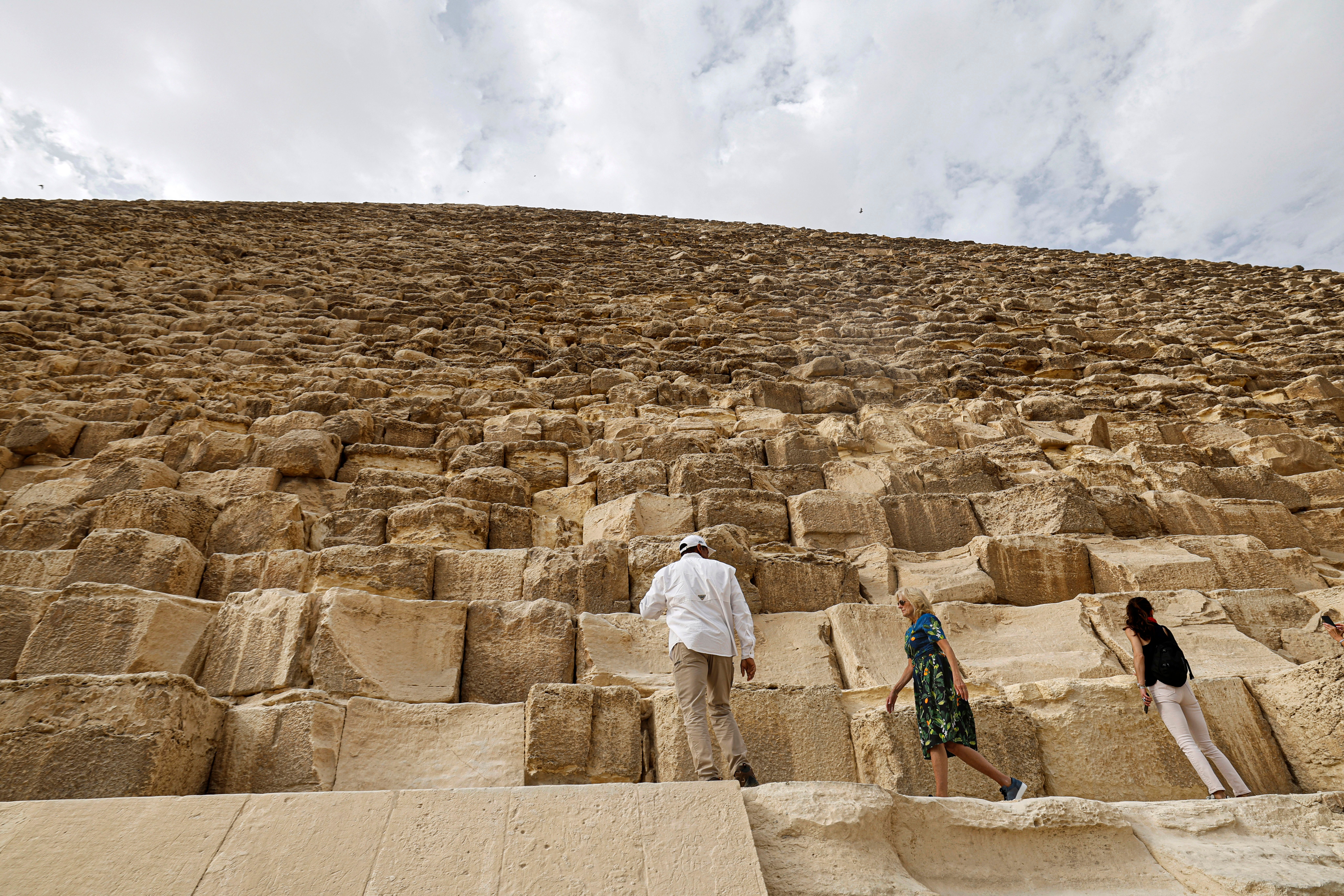 Critics say it is impossible to scan through the rocks that constitute the Pyramids of Giza. (Khaled Desouki/Pool via AP)