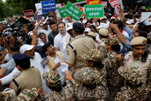 India police detain Rahul Gandhi, other opposition leaders during protest over electoral roll