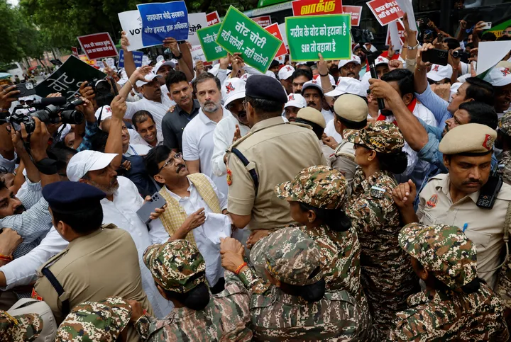India police detain Rahul Gandhi, other opposition leaders during protest over electoral roll