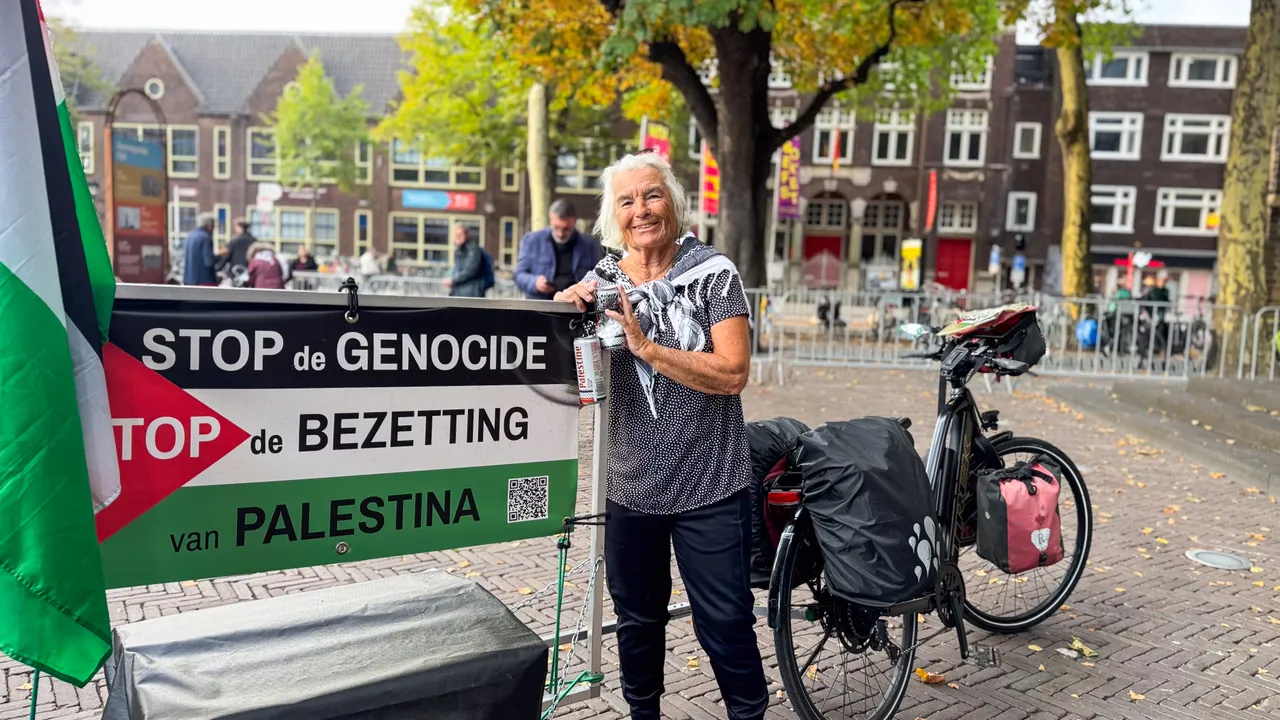 74-jarige Maria uit fietste in een maand tijd door het land om aandacht te vragen voor Palestina