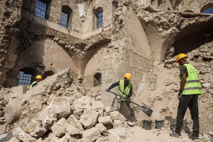 Palestinians begin restoring Gaza's centuries-old Pasha Palace shattered by Israeli bombardment