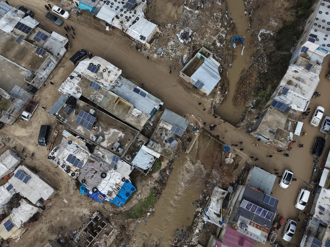 Heavy rain causes the Orontes River to flood homes in Syria's Idlib