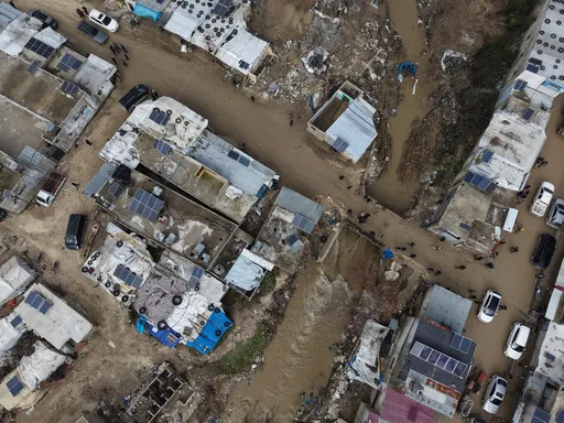 Heavy rain causes the Orontes River to flood homes in Syria's Idlib