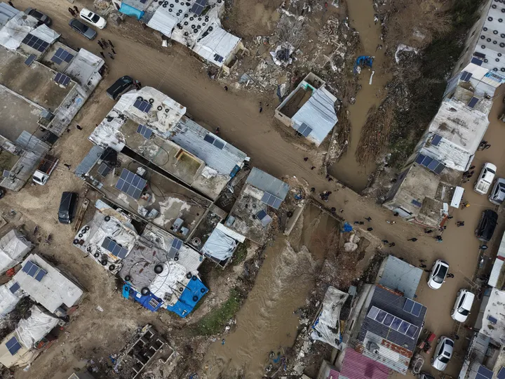 Heavy rain causes the Orontes River to flood homes in Syria's Idlib