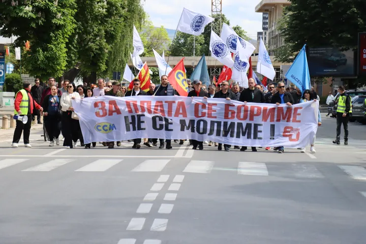 Во Скопје се одржа протест по повод Меѓународниот ден на трудот