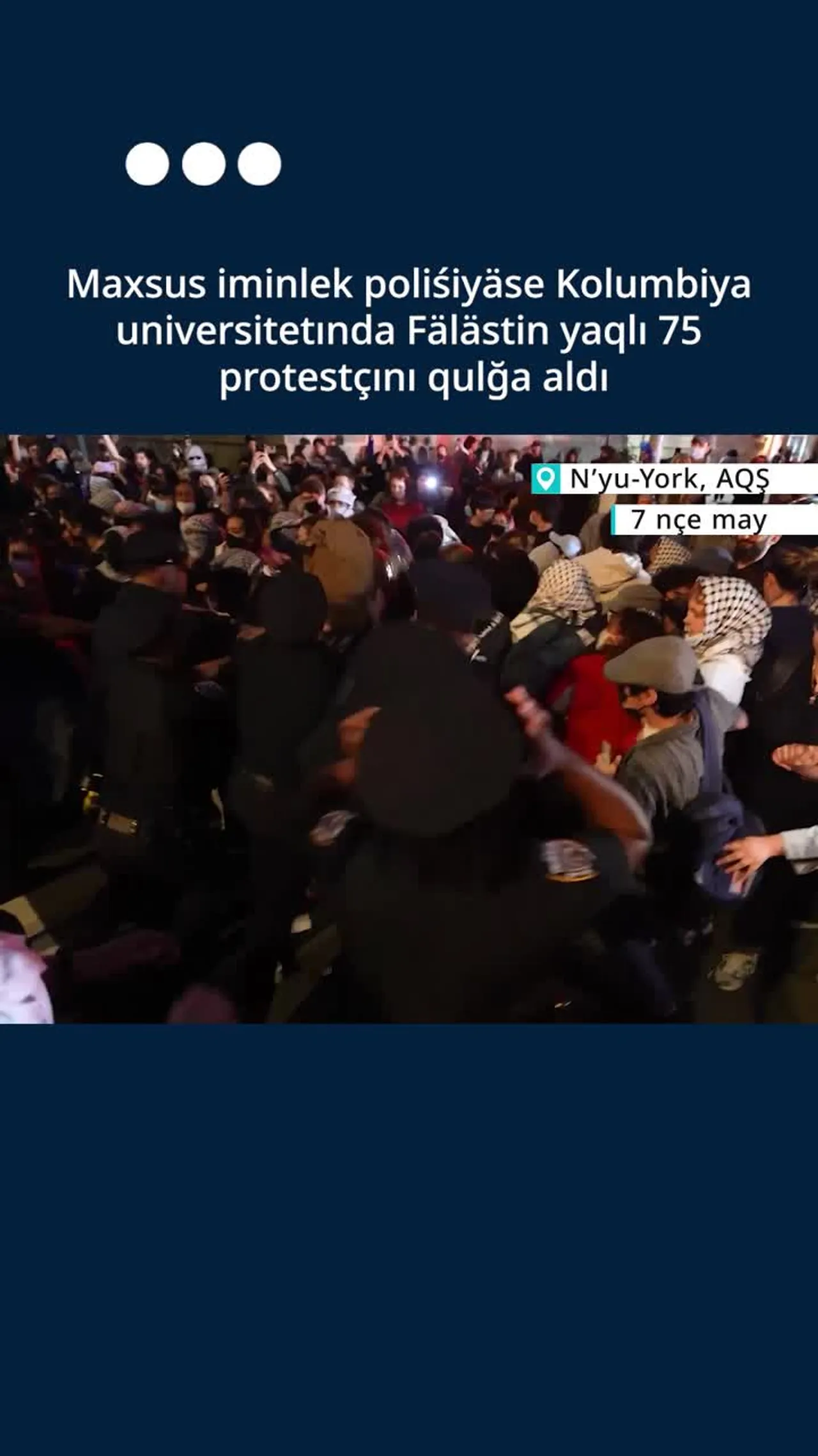 Kolumbiya universitetında Fälästin yaqlı protestçılarnı qulğa aldılar