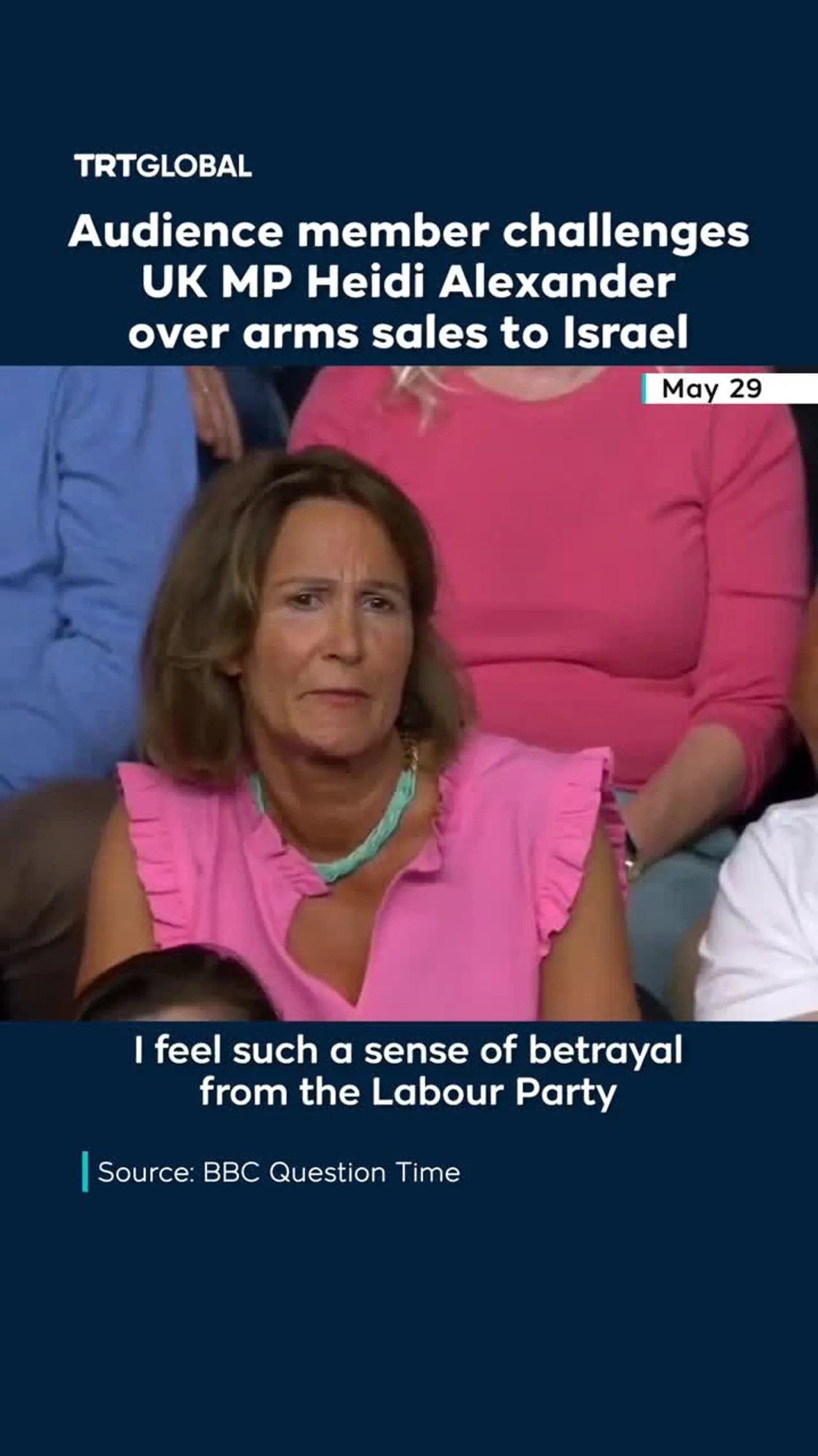 Audience member confronts UK MP over arms sales to Israel
