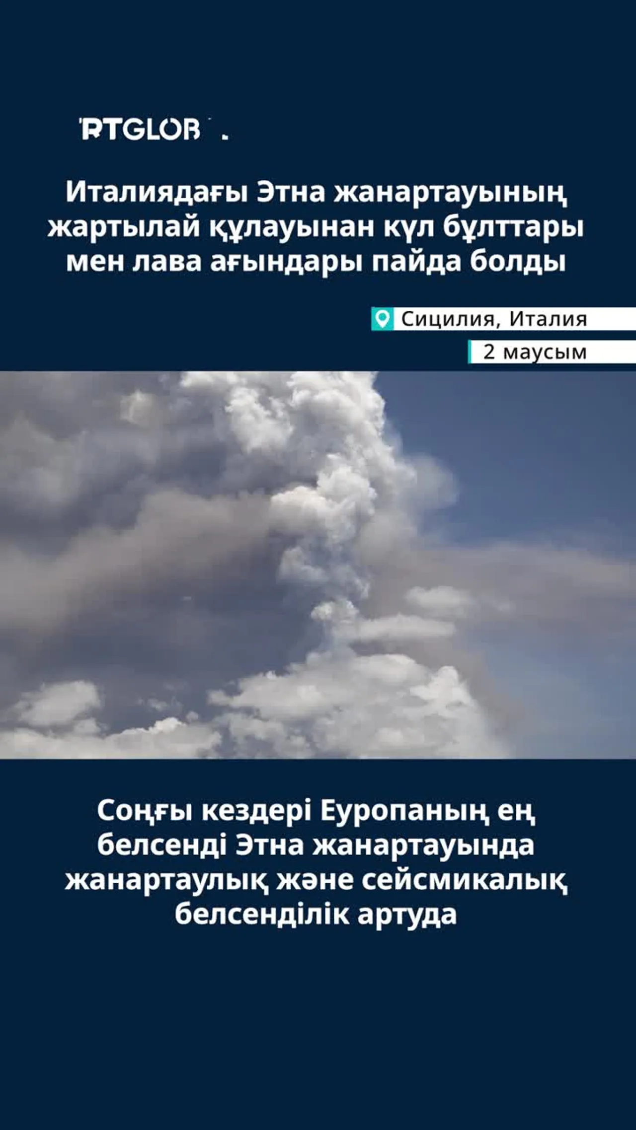 Этна жанартауының бір бөлігінің құлауы көлемді жарылыс тудырды