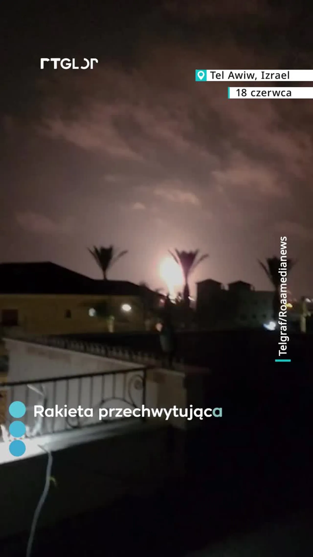 Rakieta przechwytująca spada z powrotem na Tel Awiw