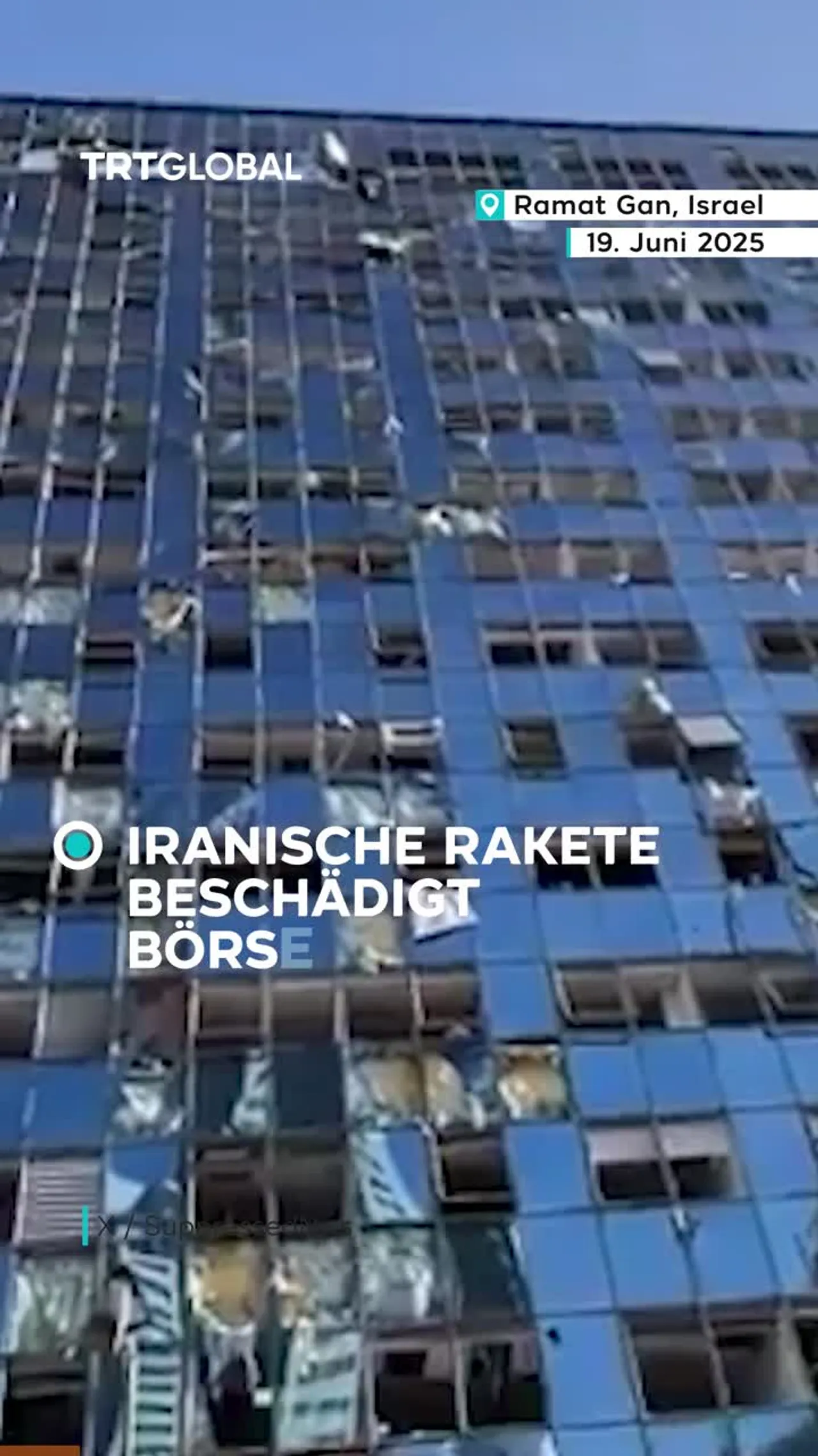 Iranische Rakete
beschädigt Börsengebäude
