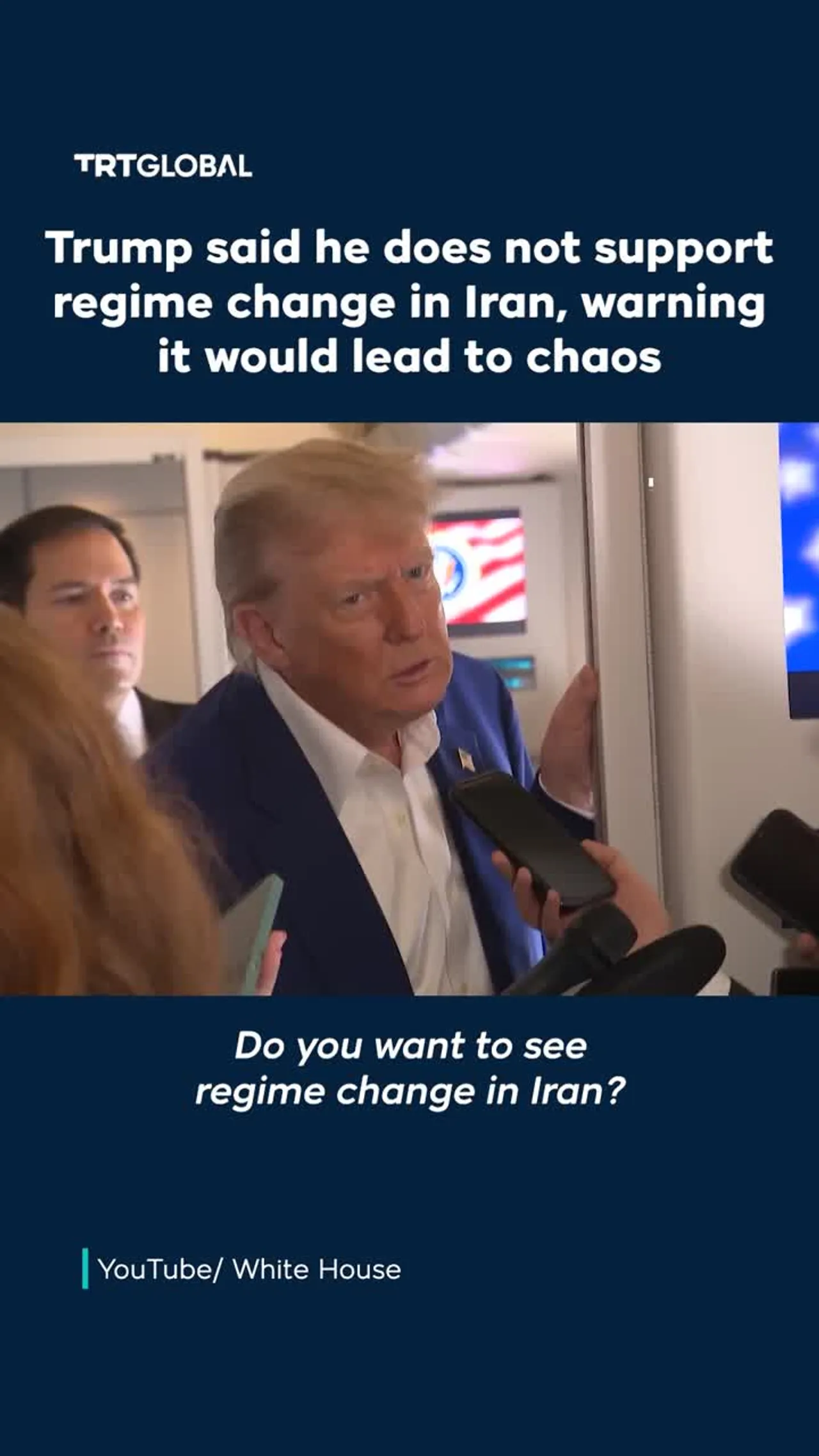 Trump says against toppling Iran's government