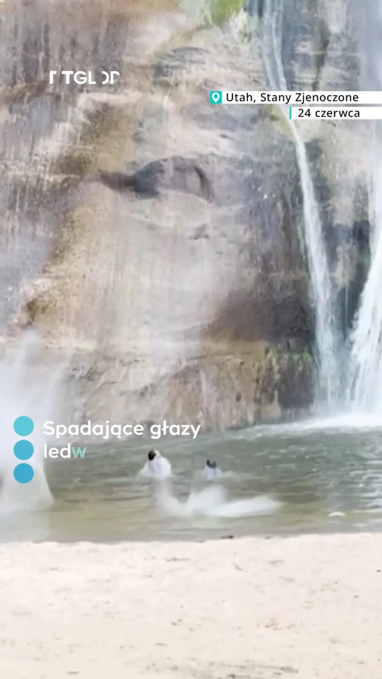 Spadające głazy ledwo omijają pływaków w Utah