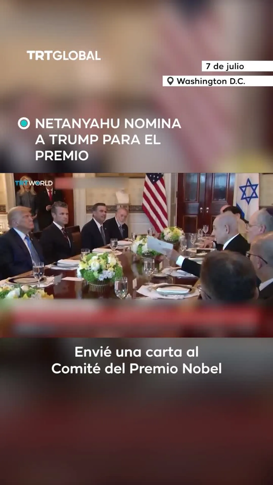 Netanyahu nomina a Trump para el Nobel de la Paz