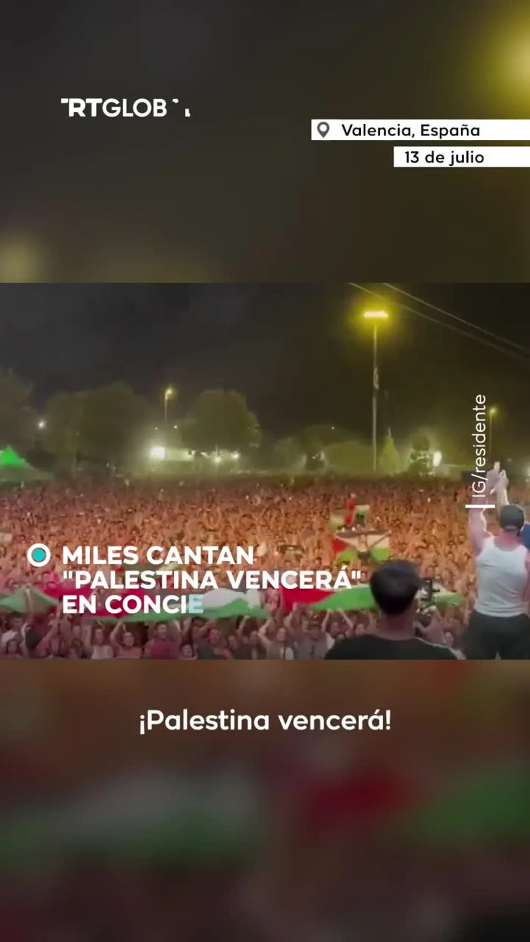 Miles gritan "Palestina vencerá" en concierto de Residente