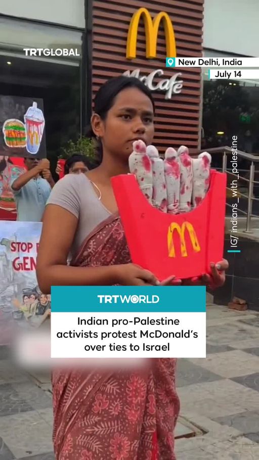 Indian pro-Palestine activists protest McDonald’s over ties to Israel - TRT World