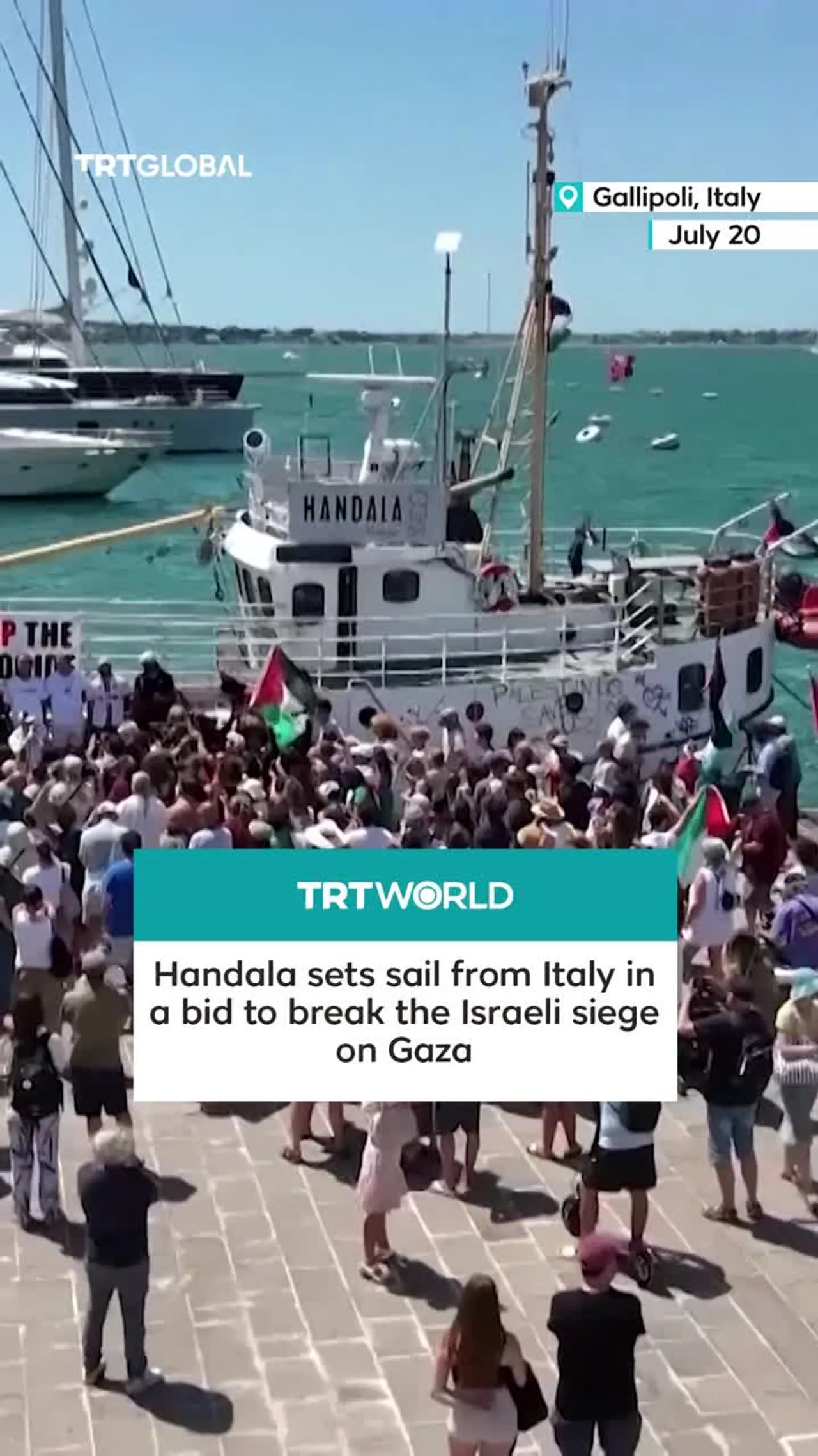 Gaza-bound aid ship, Handala, sets sail from Italy in bid to break Israeli siege