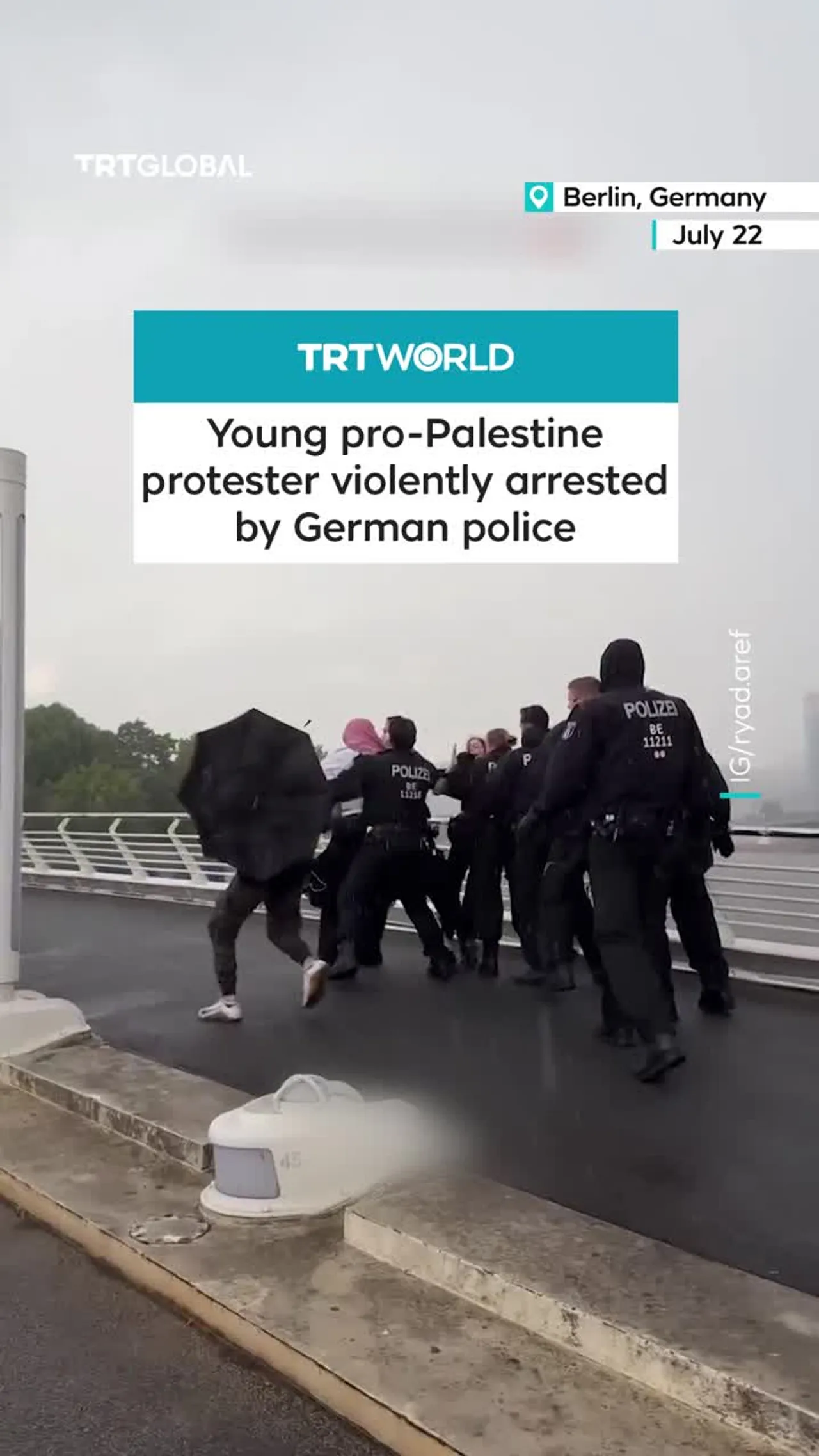 Young girl arrested at pro-Palestine protest in Germany