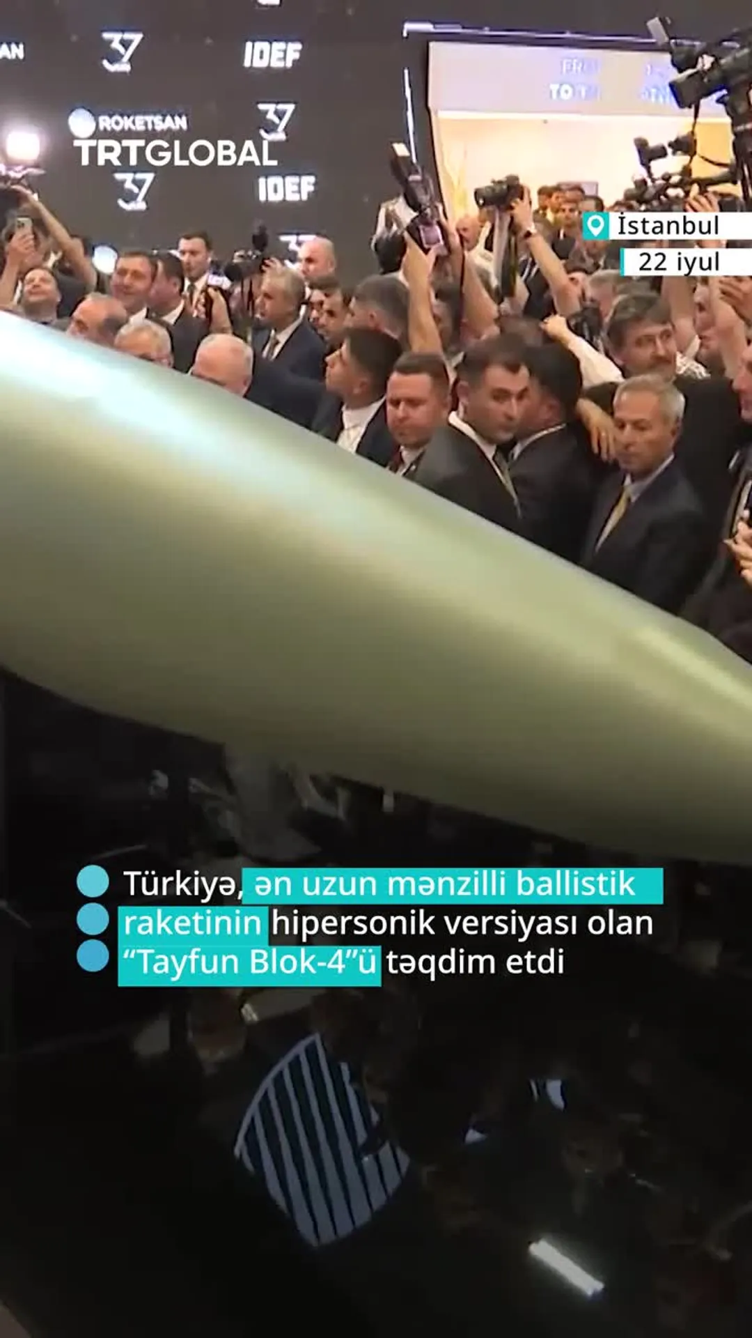 Türkiyə ilk hipersonik ballistik raketinin təqdimatını etdi