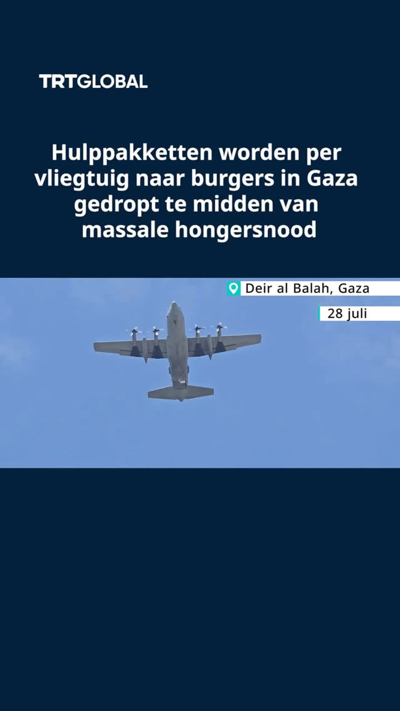 Hulppakketten per vliegtuig naar burgers in Gaza gedropt tijdens crisis