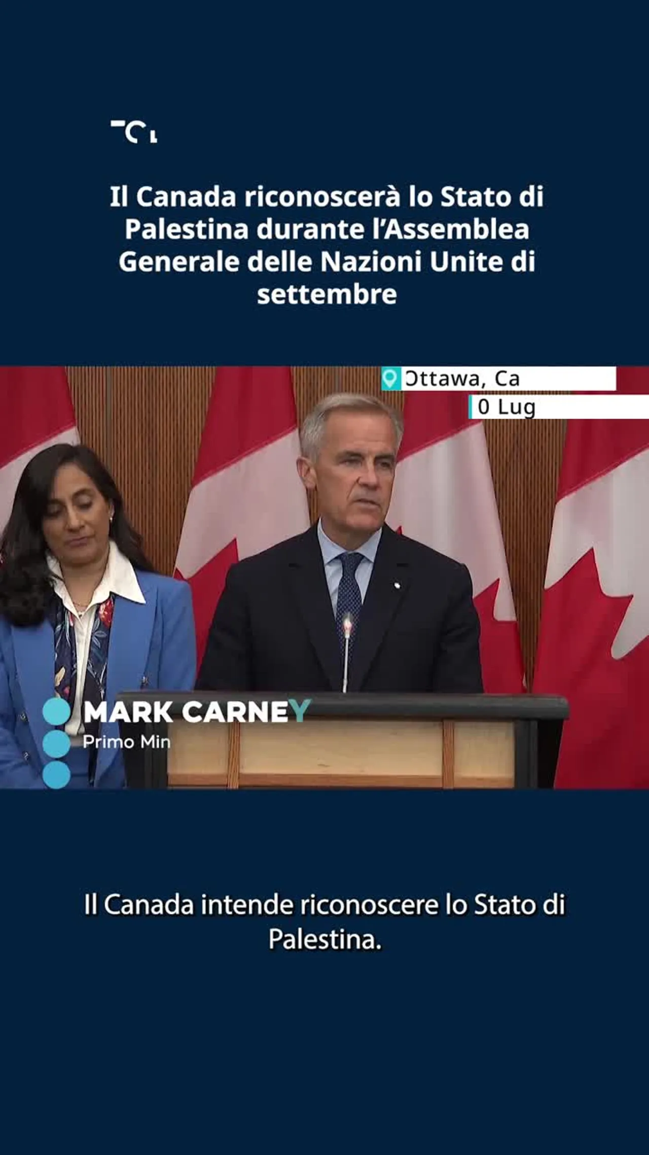 Il Canada riconoscerà lo Stato di Palestina a settembre