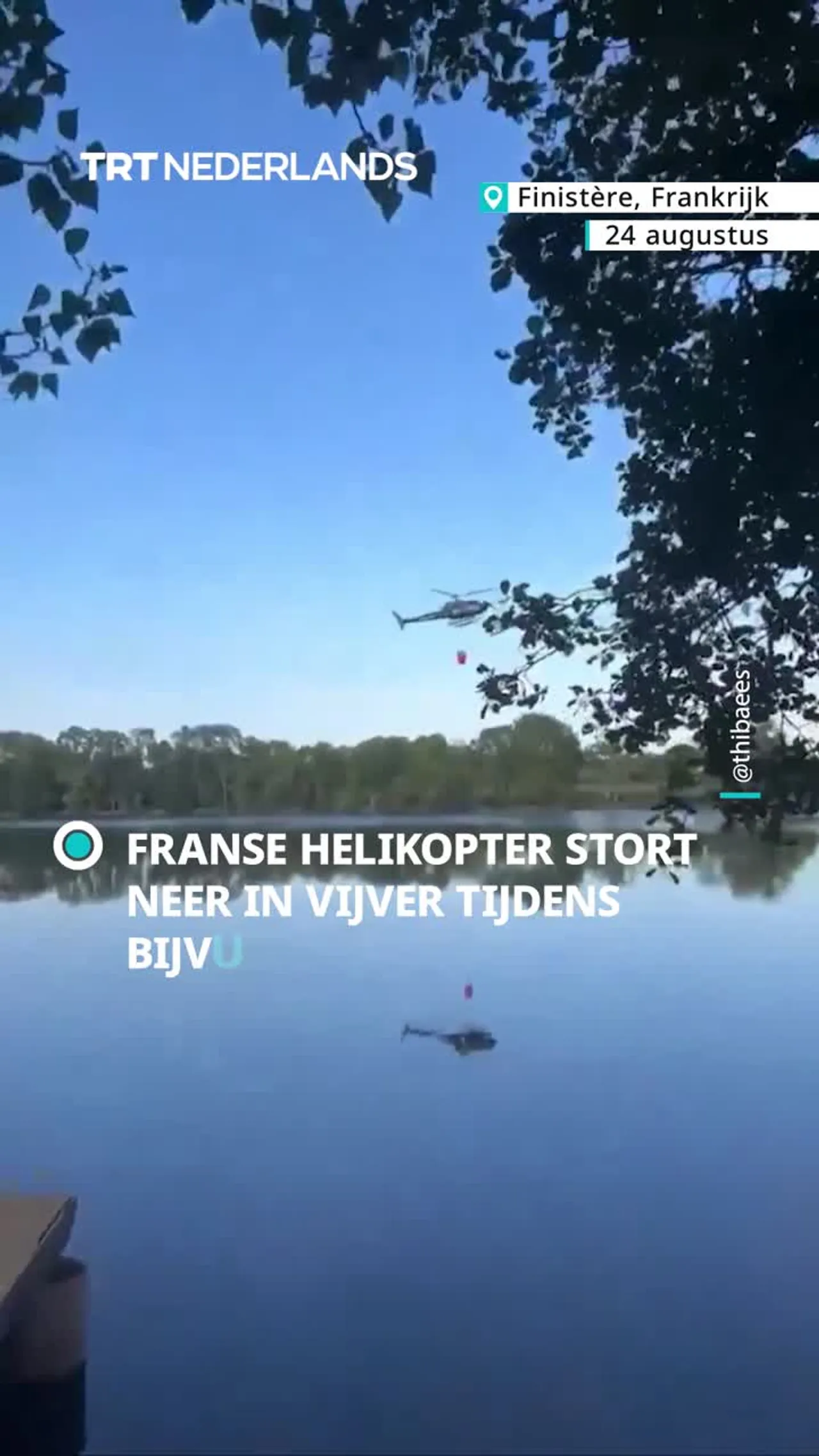 Franse helikopter stort neer in vijver tijdens bijvullen water