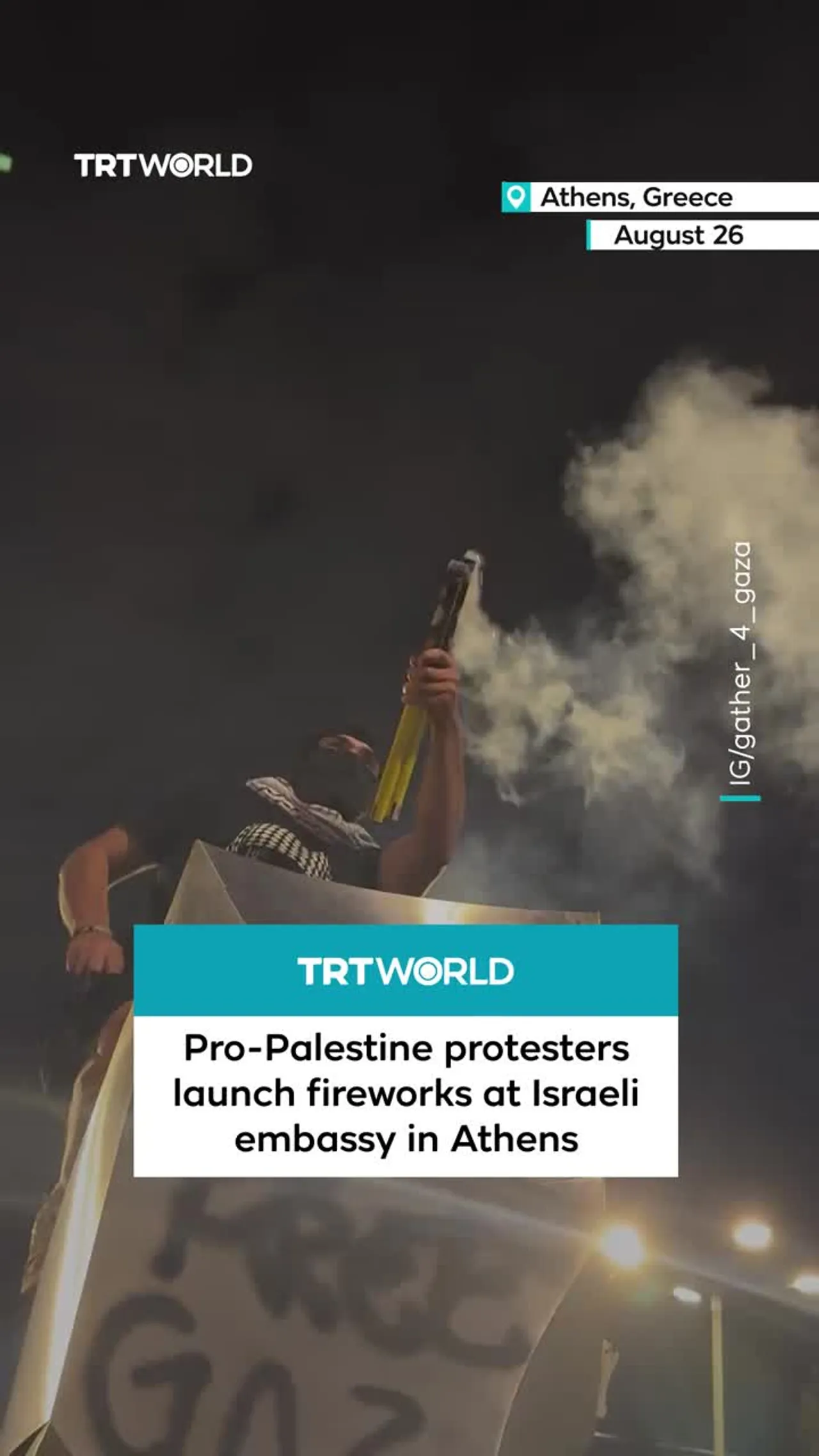 Pro-Palestine protesters launch fireworks at Israeli embassy in Athens