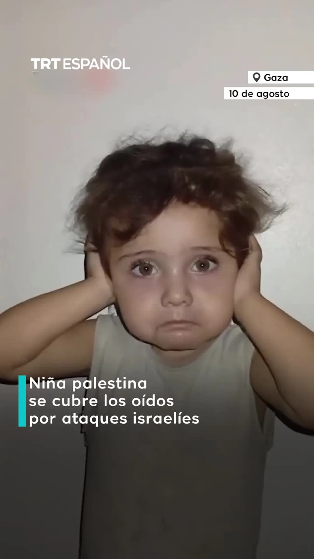 Niña palestina tiembla de miedo durante ataques israelíes