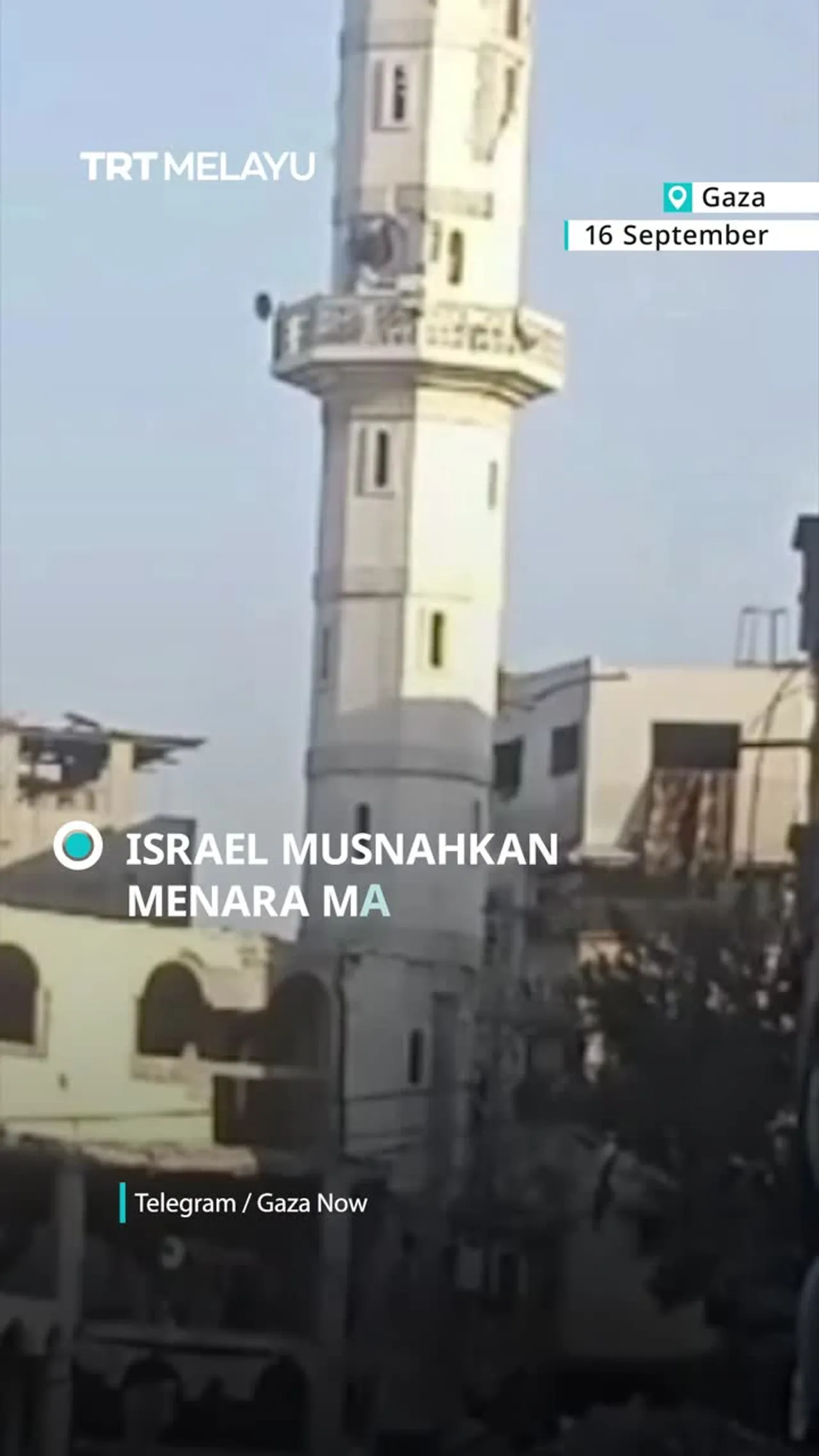 Israel musnahkan menara masjid abad ke-13 di Gaza