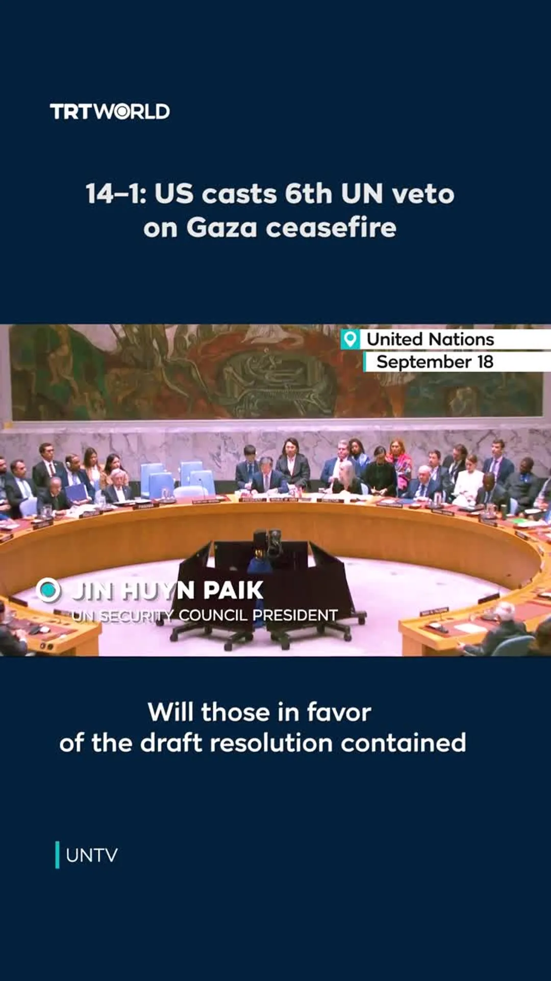 US casts 6th UN veto on Gaza ceasefire