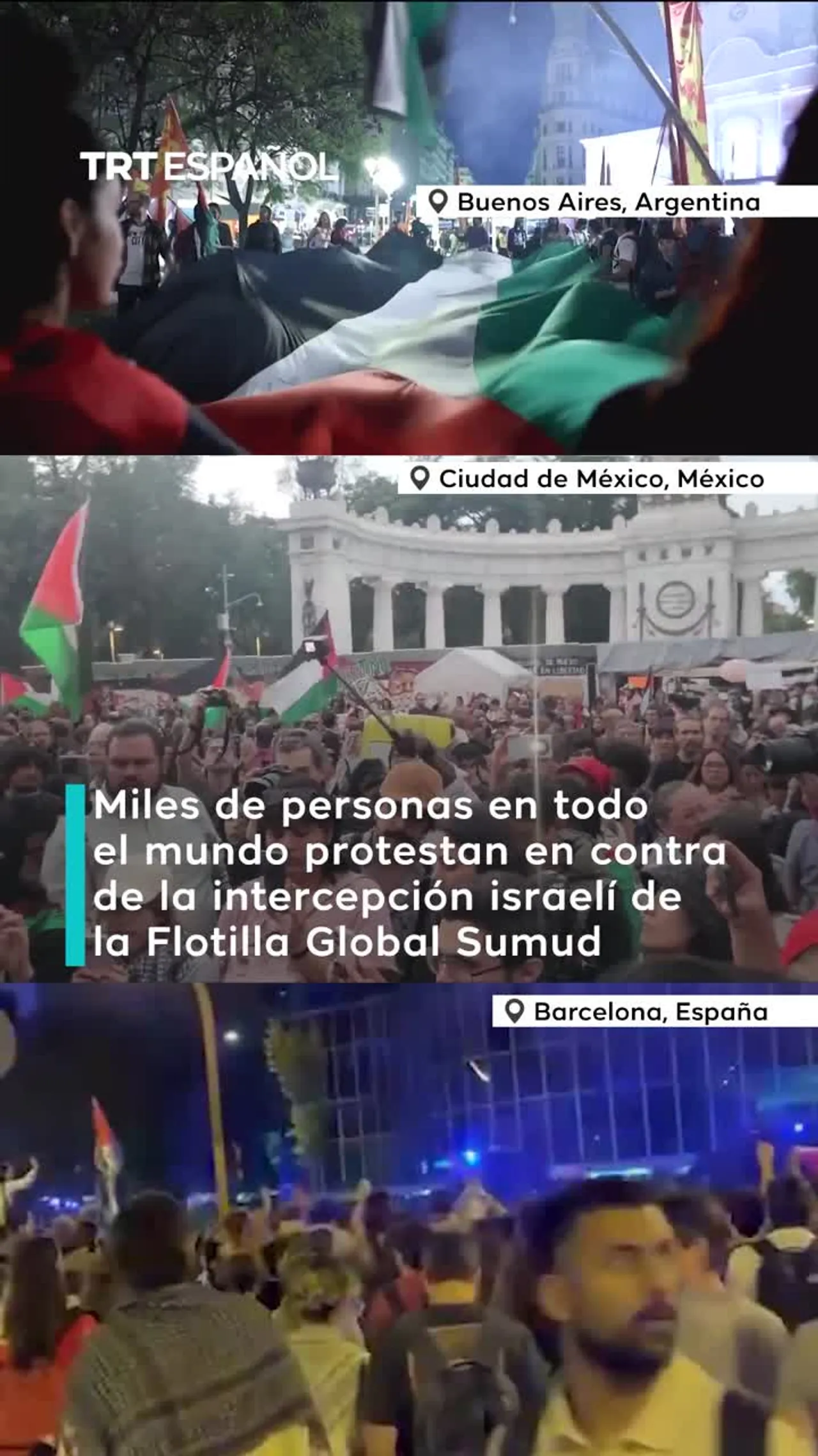 Protestas globales en apoyo a la Flotilla Sumud