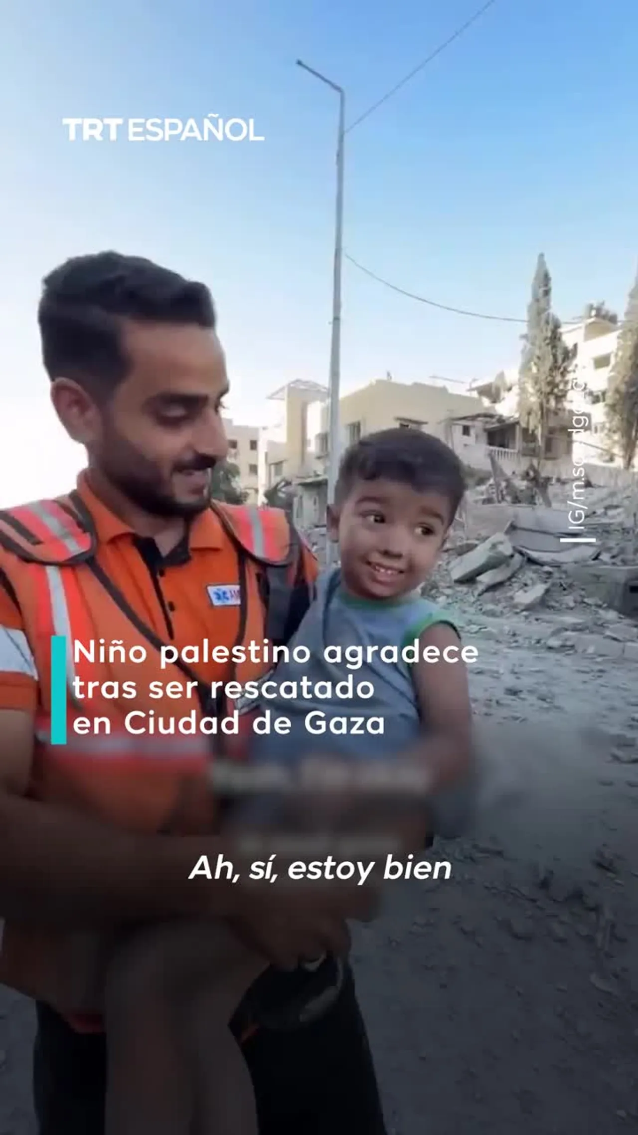 Niño palestino agradece a su rescatista