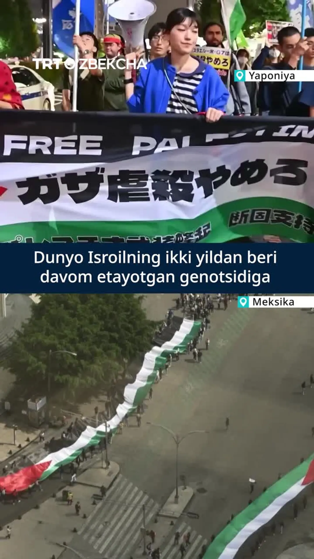 Butun dunyo Isroil zulmiga norozilik bildirmoqda