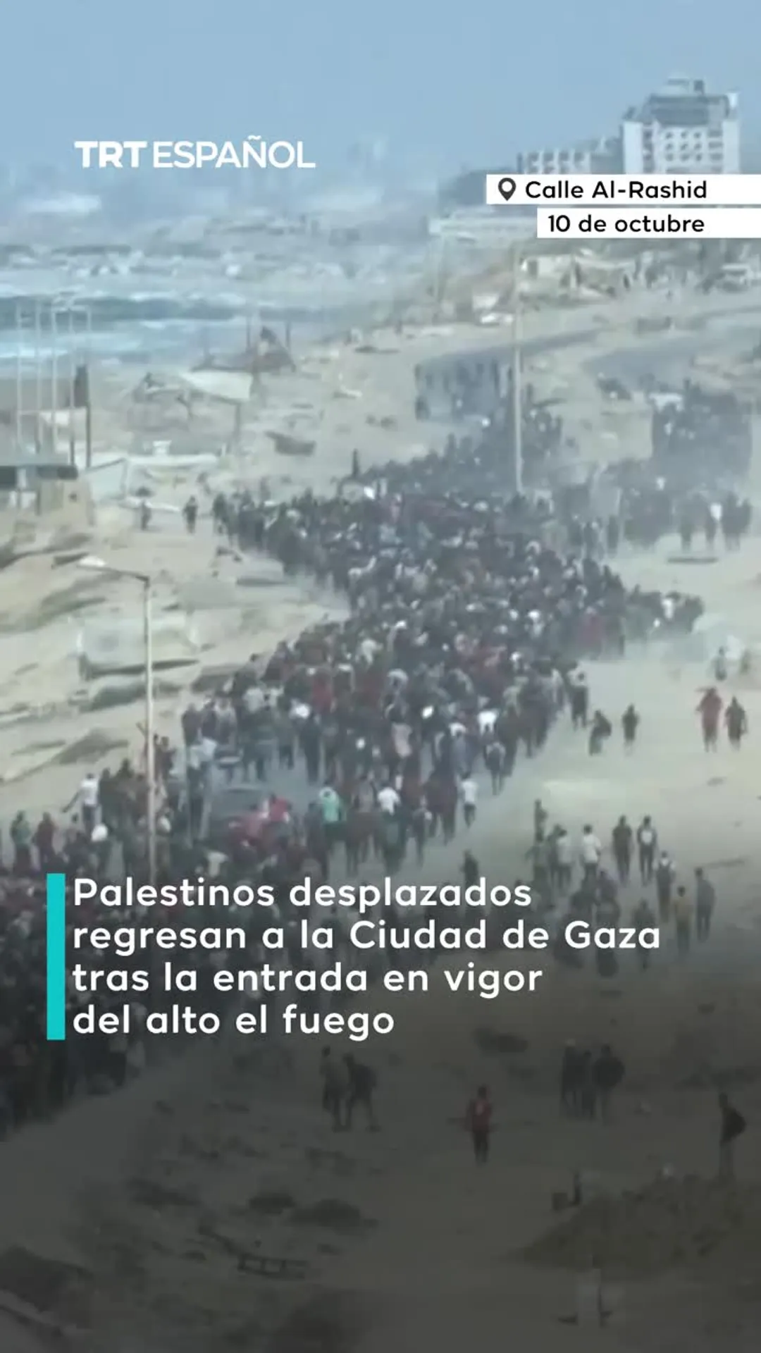 Desplazados palestinos vuelven a Ciudad de Gaza