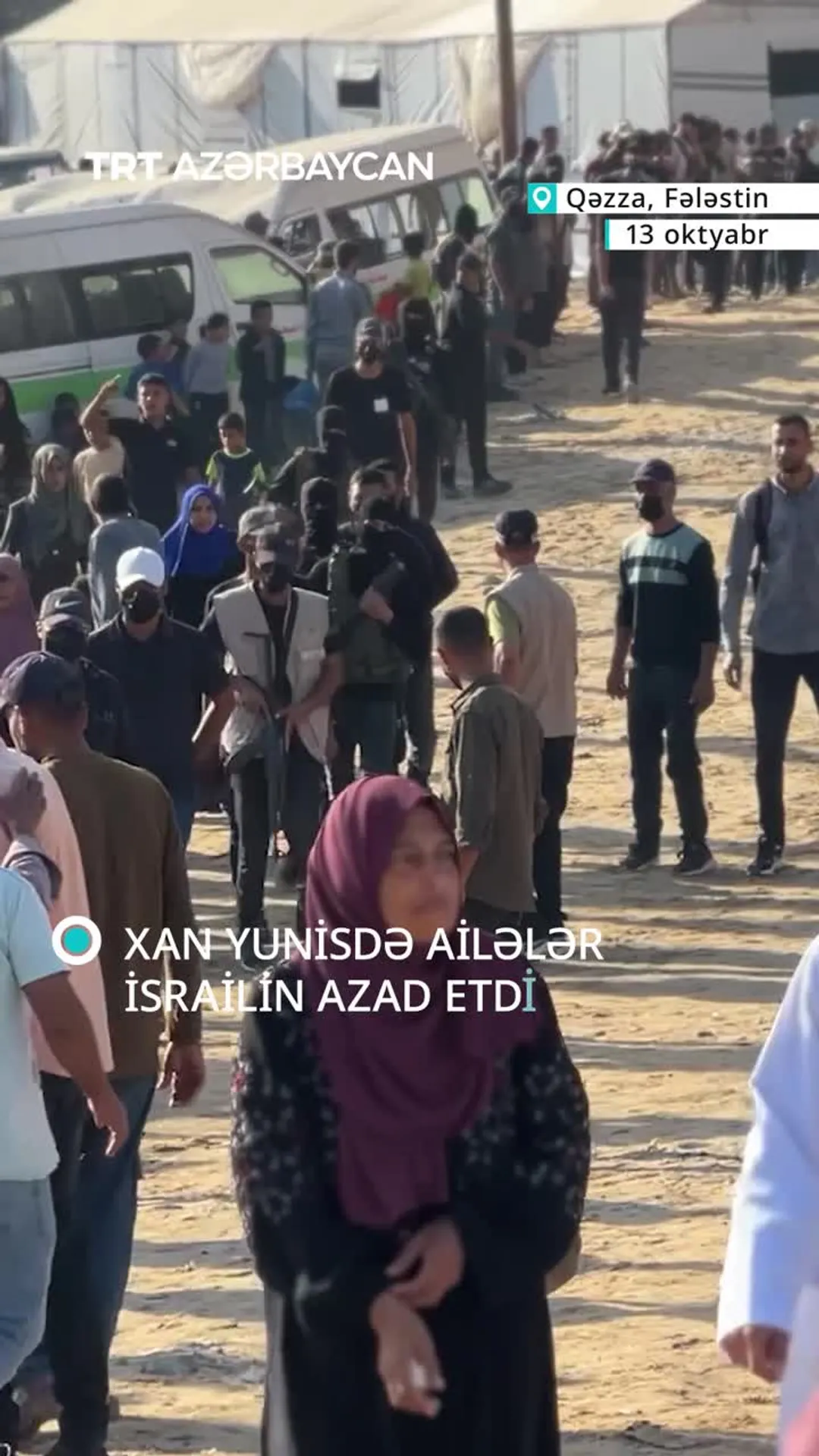 Azad edilən məhbusların ailələri Xan Yunisdə gözləyir