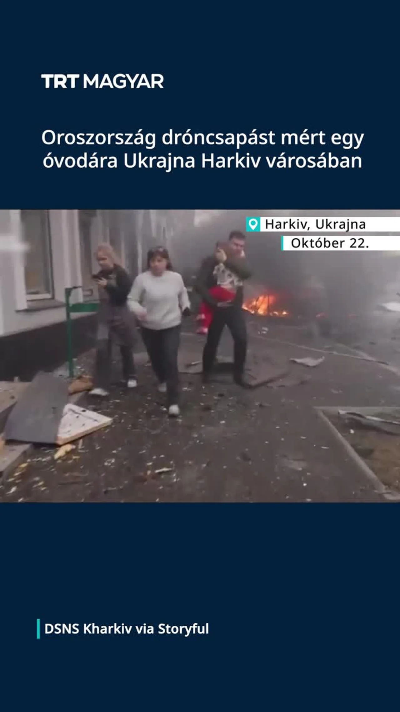 Egy orosz pilóta nélküli repülőgép eltalált egy óvodát az ukrajnai Harkiv városában