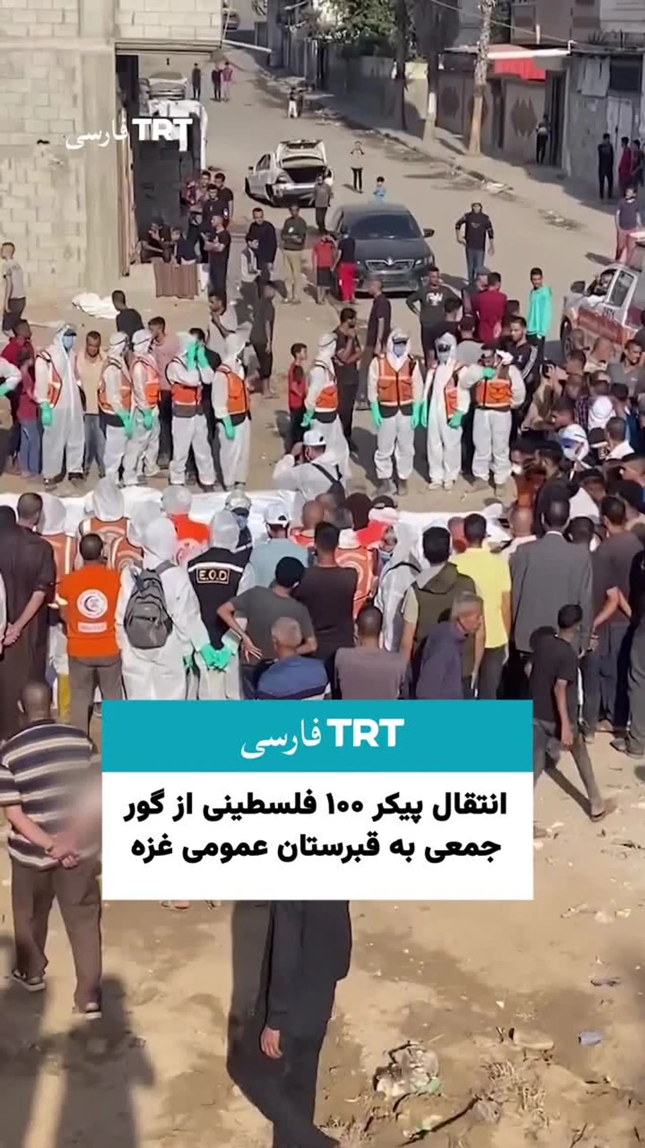 انتقال پیکر ۱۰۰ فلسطینی از گور جمعی به قبرستان عمومی غزه