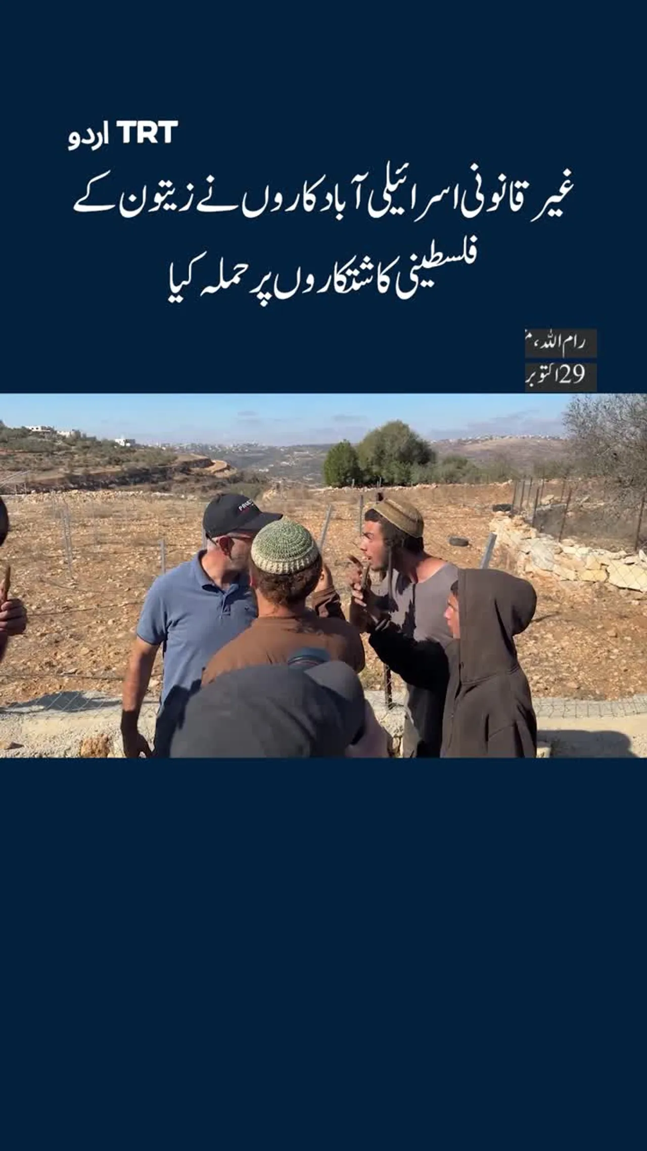 اسرائیلی آبادکاروں نے فلسطینی زیتون کے کاشتکاروں پر حملہ کیا